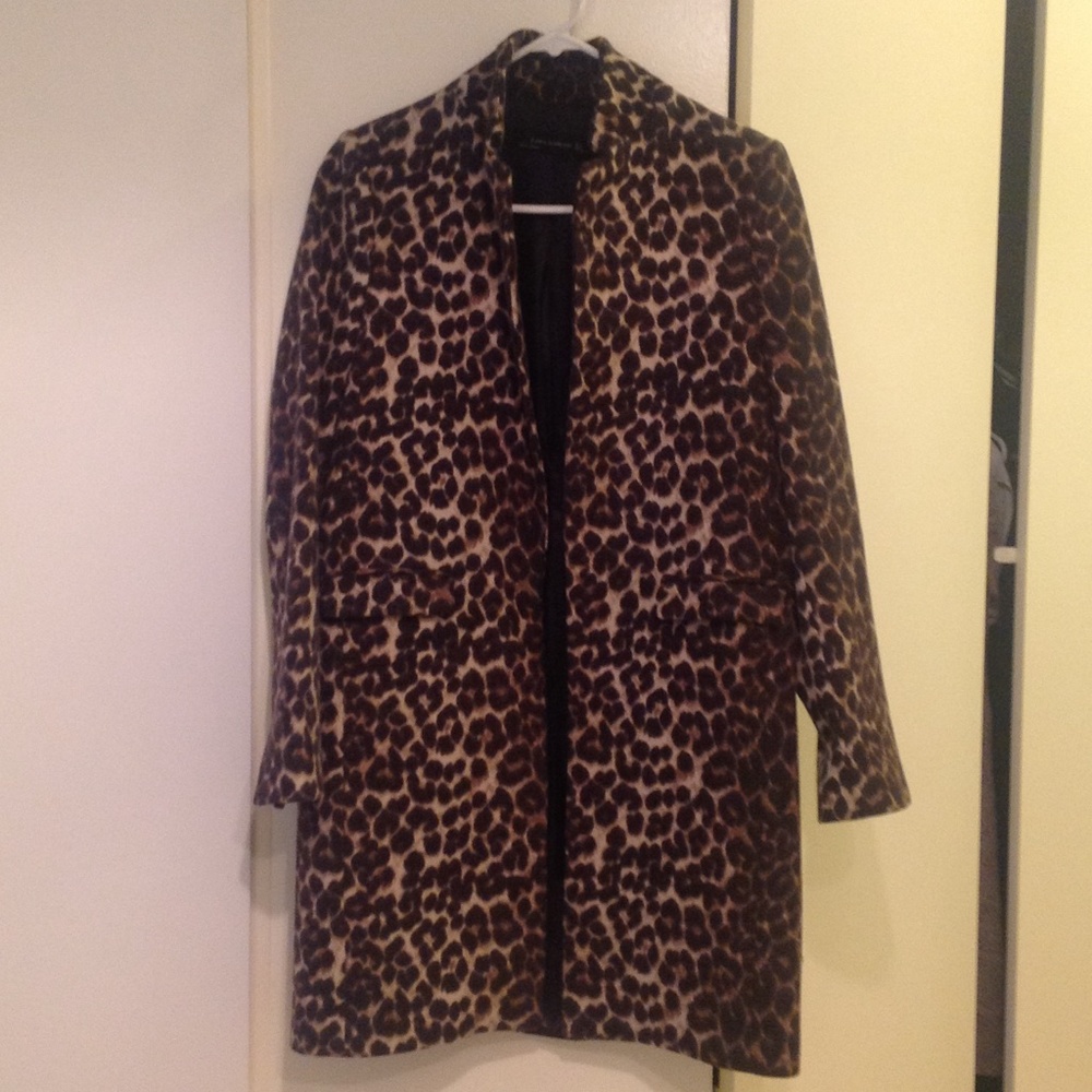 Zara Leopard Print Coat, Size Small